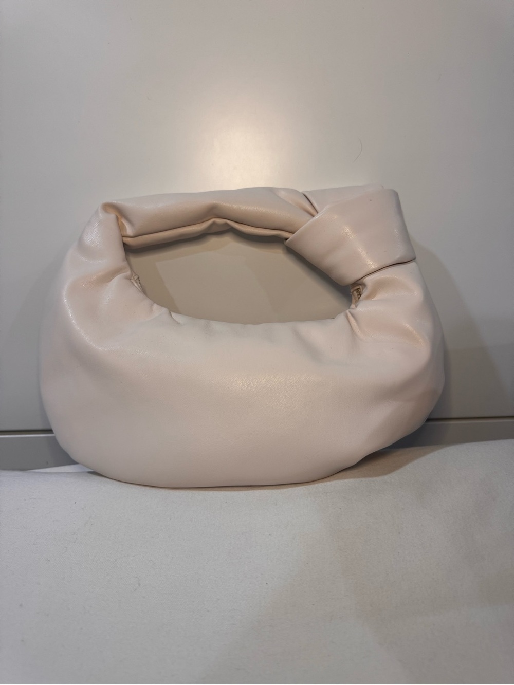 Melie Biiano Soft Padded Crescent Shoulder Bag in Pale Cream